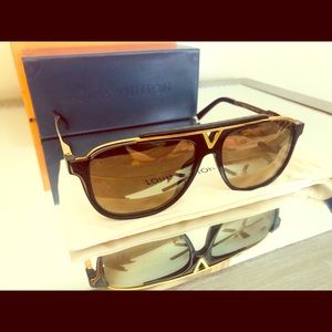 Louis Vuitton black and gold sunglasses